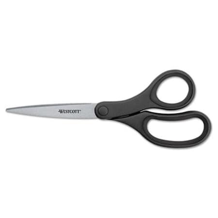 Officespace KleenEarth Basic Plastic Handle Scissors8 in. LengthPointedBlack OF187211